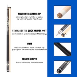 GSE Games & Sports Expert 58" 2-Piece Canadian Maple Hardwood Billiard Pool Cue Sticks for Men/Women, Great for House or Commercial/Bar Use (Grey, 20 Oz)