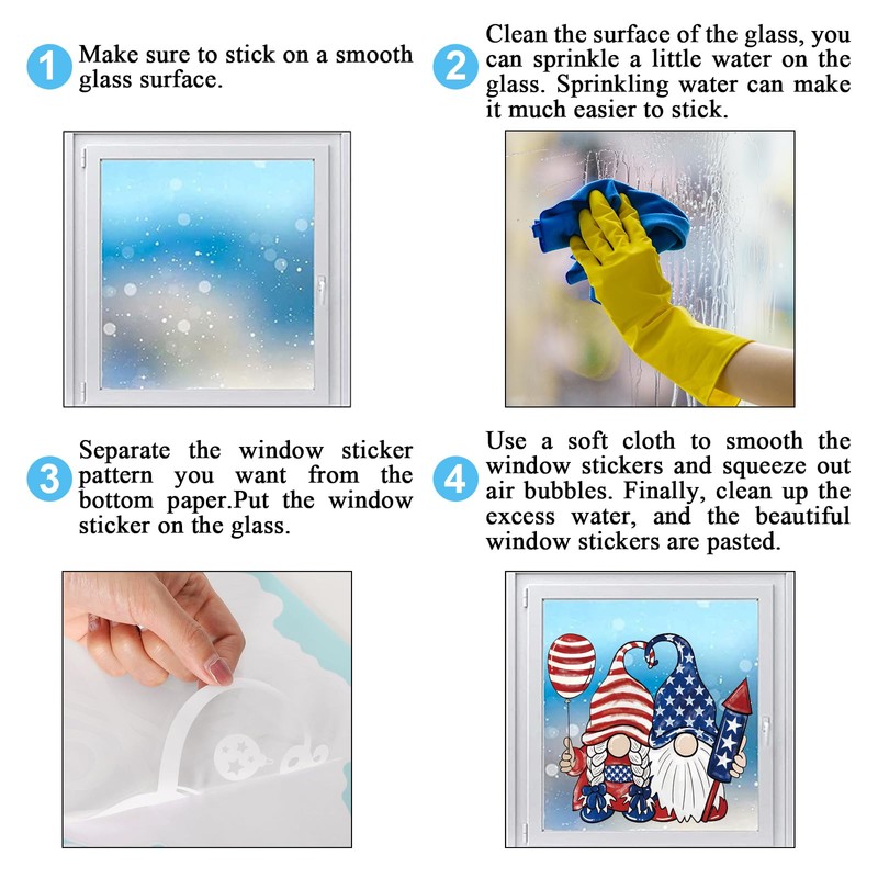 Whaline 6 Sheets Patriotic Window Clings Happy 4th of July