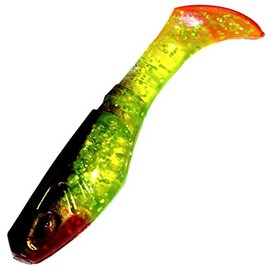 Relax Kopyto 3L Classic 3 Inch Rubber Fish 8 cm Green Glitter Black RT Set of 10 Soft Bait