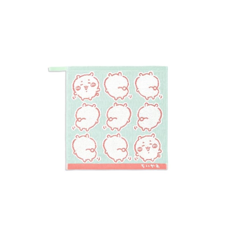 Chiikawa (ちいかわ) Yeah Wash Towel Green Chiikawa Loop-Attached Gauze Pile