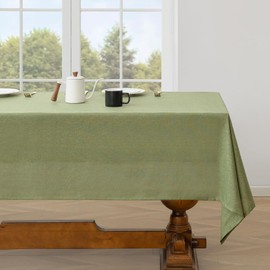 Aoztio Rectangle Tablecloth - 55 x 102 Inch, Wrinkle Resistant Washable Polyester Table Cloth for Kitchen Dinning Tabletop Decoration, Rustic Outdoor Linen Style Tablecloth, 55 x 102 Inchs, Sage Green