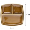 titto P37502 3-Compartment Dish (Square), Brown