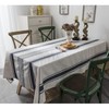 ArtBud White Blue Tablecloth Cotton Linen Farmhouse Table Cover Soft