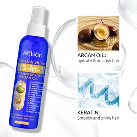 AKBAN 15-in-1 Leave In Conditioner Spray Heat Protection Spray for All Hair Types, Multi-Benefit, 5 Fl Oz, 1 Count