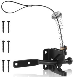 Chyaya Gate Latch, Self Locking Door Latche with Stainless Steel Spring Cable Pull, Heavy Duty Gate Latch for Wooden Fence, Post Mount Gate Lock for Outdoor Vinyl/Wood Fence