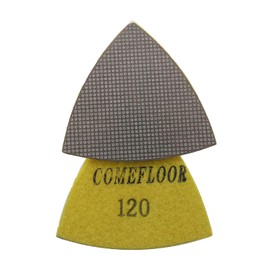 Triangular Diamond Polishing Pads for Corner Edge, Electroplated Sanding Pads for Oscillating Multi-Tools, 3’’(80mm), Grit 120, 4PCS