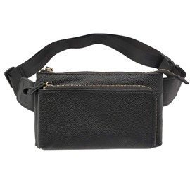 Vintage Leather Waist Bag Fanny Pack for Men Women Hip Bum Bag Belt Slim Cell Phone Purse Wallet Vintage Retro Crossbody Sling Pouch Black