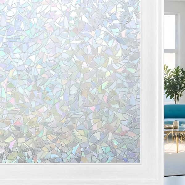 Volcanics Rainbow Window Privacy Film, Decorative Stained Glass Window Film,