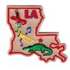 LA LOUISIANA STATE SHAPE Iron On Patch Mardi Gras Music