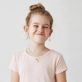 LOVE YOUR CITY Small Giraffe Earrings, Animal Jewellery Gifts for Girls, Children, Children's Jewellery Made of 925 Sterling Silver with Enamel. Comes in a Small Gift Box, Sterling Silver