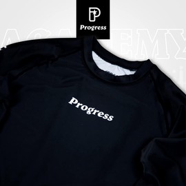 Progress Jiu Jitsu Academy Long Sleeve SleeveRashguard | Durable BJJ Rash Guard | Moisture-Wicking Compression Tops for Men and Women | 80% Polyester/20% Spandex Black XS