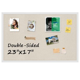 MaxGear Double-Sided Cork Board & Linen Board for Wall, 23" x 17" Large Bulletin Board with White Wood Frame, Pin Boards for Girls Room, Office, Bedroom, Kids Room, Classroom
