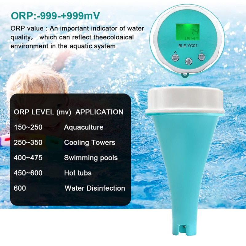 Digital Water Tester, Water Tester, 6-in-1 PH-EC-TDS-ORP-Temp Residual Chlorine Water