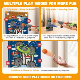 EagleGrove Shooting Games for Kids - 2 Player Air Guns, Shooting Target, 24 Foam Balls, Foam Darts, Oil-Tank Targets, Flying Discs - Shooting Toys Gifts for Boys Kids Adults Age 5 6 7 8 9 10 11 12+