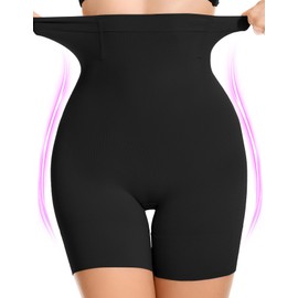 SIMIYA Shapewear Tummy Control Shorts for Women, 5-IN-1 Body Shaper High Waisted Girdle Boyshort Slip Short for Under Dresses Black