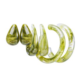 Bohemian Boho Round Circle Hoop Dangle Drop Earrings Teardrop Waterdrop Earrings for Women Studs Green Circle Earrings 3Pairs Lightweight Minimalist Vintage Polished Earrings