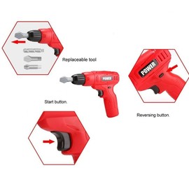 PowerTRC Kids Power Tools Mini Toy Drill Set with 3 Interchangeable Drill Bits Sound and Motion | Pretend Play | Kids Tools