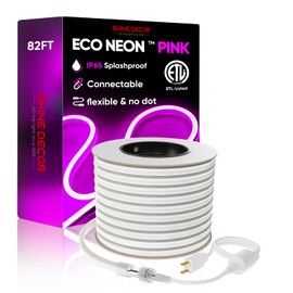 Shine Decor LED Neon Rope Lights Connectable, 82FT Flexible AC 110V 120V Neon LED Strip Lights(Pink Color) Outdoor Waterproof, 25M ETL Plug&Play Neon Strings Lighting 120LEDs/M for Home & Commercial