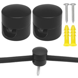 MHDUYEG Aluminium Wall and Ceiling Pins Pack of 2 for Monkey Swing Lamp Ceiling Pins for Textile Cable with Screws and Dowels for Textile Cable Ceiling Mounting Black