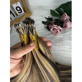 Wennier #4/27 Blonde Straight Remy Hair Extensions 100g Double Drawn Nano Ring #4 Piano #27 Raw Keratin Human Hair Extensions 1G/strand (#4/27, 22inch)