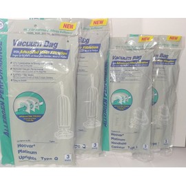 12 ALLERGEN BAGS 6 TYPE I AND 6 TYPE Q BAGS REPLACES HOOVER PART NUMBERS AH10000 AND AH10005 DESIGNED TO FIT HOOVER PLATINUM UH30010COM