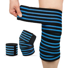 Par de Wraps para Rodilla Rodilleras de Compresión Vendas de Rodillas para Gimnasio Ajustables y Elasticas para Hombres y Mujeres para Correr, Levantar Pesas, Hacer Sentadillas y Otras Actividades Deportivas- Azul