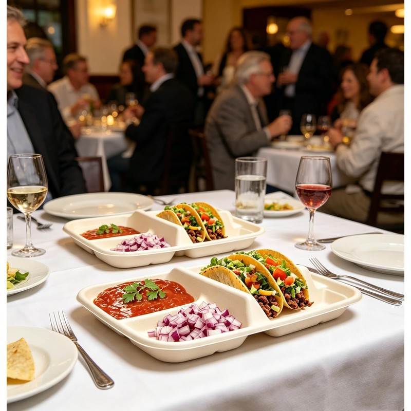 Disposable Taco Plates for 2 Tacos & 2 Sides –