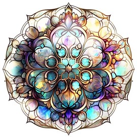 Stained Glass Watercolor Round Wreath Sign; Beautiful High Quality Watercolor Fantasy and Mystical; Wreath Sign; Door Décor; Door Hanger (11.75 inch)