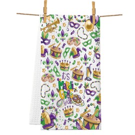 PXTIDY Mardi Gras Kitchen Towels It's Mardi Gras Y'all New Orleans Party Decorations Fat Tuesday Themed Towels for Cleaning