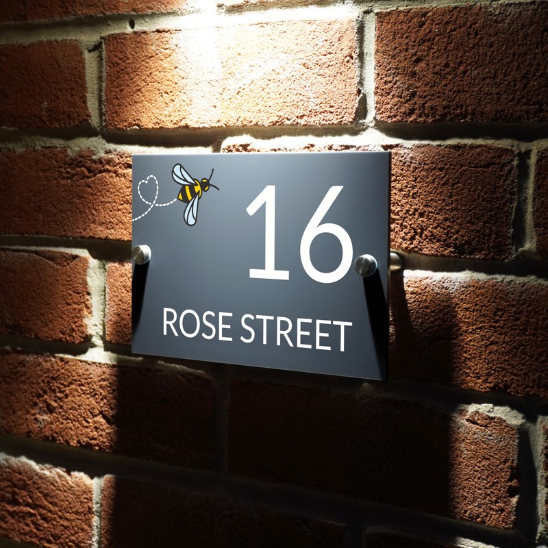 Badgemaster Modern Anthracite House Number Sign Plaque Stainless Steel Standoffs