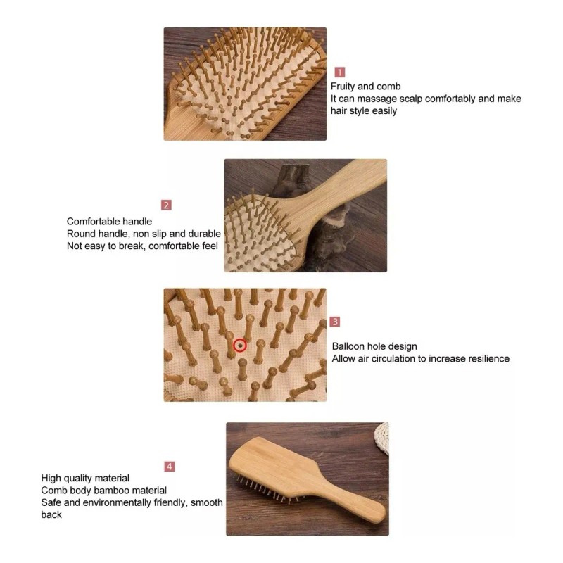 Cepillos Juego 6pcs De Bamb De Peine Para El Antiesttico