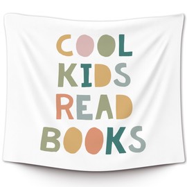 XLDLIOO Boho Classroom Tapestry, Cool Kids Read Books Wall Tapestry, Boho Classroom Decor, Kids Tapestries Decor Art for Reading Room Corner Nook Library, 50x60in