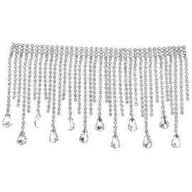 STOBOK 2pcs Metallic Rhinestone Fringe Trim Beaded Fringe for DIY Crafts Decorative Tassel Chain Trim