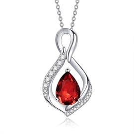 AENEAS Ruby Necklace Sterling Silver July Birthstone Necklace Infinity Ruby Pendant Jewellery Birthday Gifts for Women
