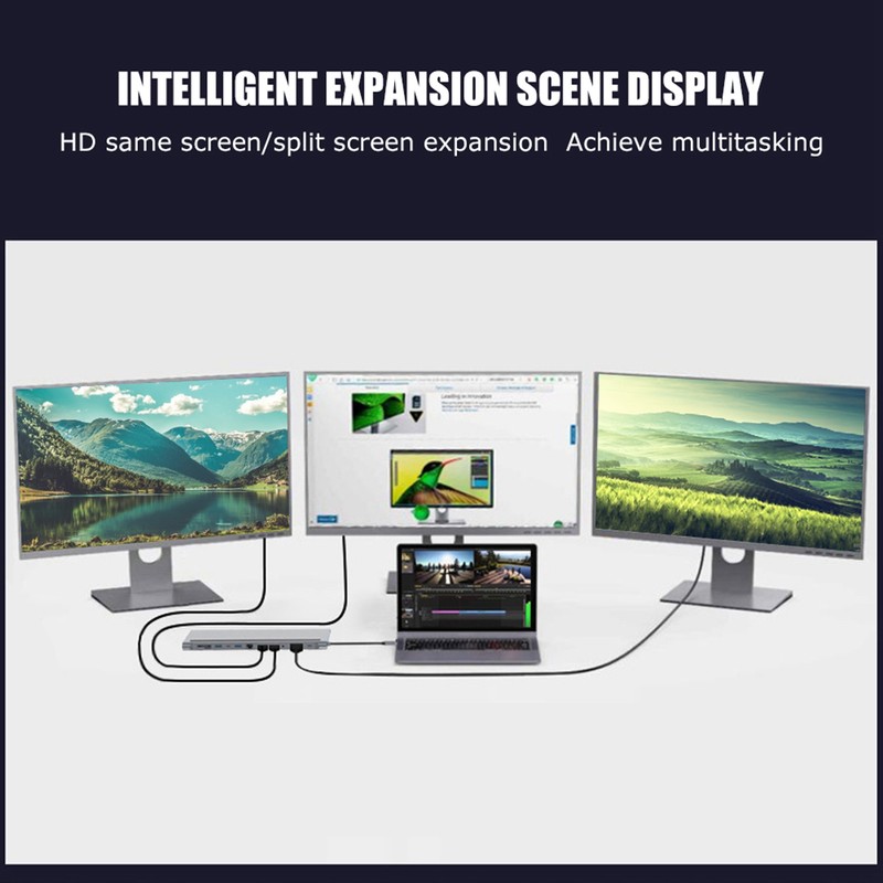 12‑in‑1 Docking Type‑C to Dual HDMI Same Screen Display USB