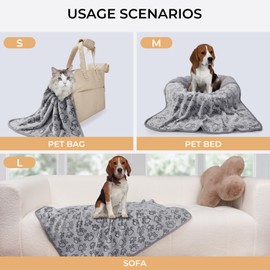 Luciphia 1 Pack 2 Pet Blankets for Dogs Cats, Fleece Print Dog Cat Blankets for Small Medium Large Puppy Kitten, Grey Paw Medium(30x20 inch)