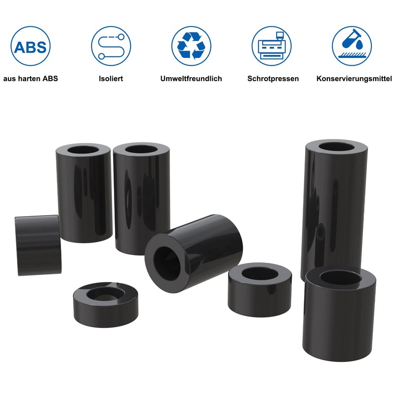 Evemodel Round Spacer ABS Spacer Sleeves Washers for Screws with