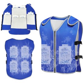 Callicebus Ice Vest, Cooling Vest for Men Women with 26 PCS Ice Packs, Reflective and Adjustable Cool Jacket Ice Vests with 6 Pockets for Working Hot Weather, Unisex Workout, Sports Apparel in Summer