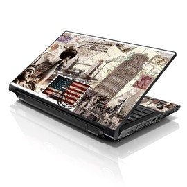 LSS Laptop 15 15.6 Skin Cover with Colorful World Landmarks Pattern for HP Dell Lenovo Apple Asus Acer Compaq - Fits 13.3" 14" 15.6" 16" (2 Wrist Pads Free)
