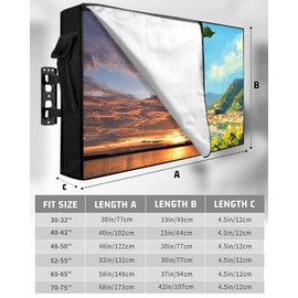 Summer Lemon Trees Outdoor TV Cover 52-55 Inches, Waterproof and Weatherproof, Watercolor Ocean Sky TV Screen Protector with Remote Control Pocket for Outside Flat Screen Televisions