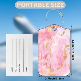 Set of 2 Luggage Tags Pink and Gold Marble Luggage Tags for Suitcases Leather Suitcase Tags Identifiers with Privacy Name Address Label and Stainless Steel Loop for Women Travel Luggage Accessories