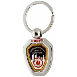 Artisan Owl FDNY New York City Keychain - Firefighter Gift, Collectible Souvenir (Silver)