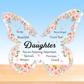HULALA To My Beautiful Daughter Acrylic Butterfly Plaque Gifts For Daughter Birthday Christmas Graduation Presents From Mum Dad You Are Amazing Important Special Unique Precious Loved
