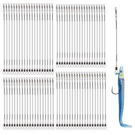 80Pcs Fishing Wire Trace Leaders, 4 Size 15/20/25/30cm Wire Traces Pike Fishing Lure Fish Line with Snap Anti-Bite Fish Leaders Hidden Main Line Lure Spinning Rigs for Pike Saltwater Freshwater