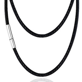swars Necklace, Men's, Choker, Wax Cord, Chain, Stainless Steel, Hypoallergenic, Accessory, Stainless Steel