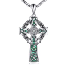 POPLYKE Keltische Kreuz Halskette für Männer 925 Sterling Silber Keltische Claddagh Hexen Knoten Halskette Keltische Kont Kreuz Schmuck für Damen Männer