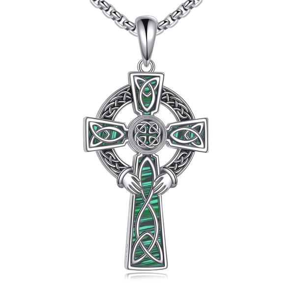 POPLYKE Keltische Kreuz Halskette für Männer 925 Sterling Silber Keltische