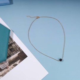 Aneneiceera Boho Lava Stone Pendant Necklace Gold Choker Chain Vertical Dainty Volcanic Stone Pendant Wedding Necklace Charm Fashion Jewelry Gift for Women