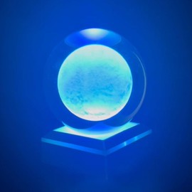 Hplvetoys 3D Moon Crystal Ball 80mm,Crystal Ball Amethyst Universe Crystal Ball 3.15" Laser Engraved with Led Lamp Stand Home Office Decor