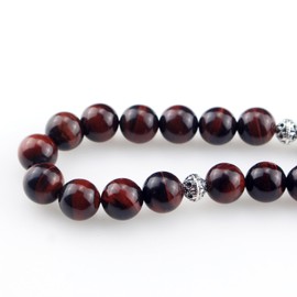 beirunde Tasbih Tesbih Islamic 33 Prayer Beads, Muslim Islam Subha Sebha Worry Beads, Misbaha Masbaha Tasbeeh Sibha Beads, Allah Mohammed Ramadan Rosary, Tasbih 12mm Red Tiger Eye Beads